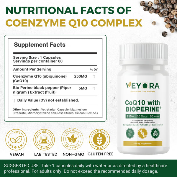 VEYORA CoQ10 with BioPerine® 250mg | 60 Vegan Capsules
