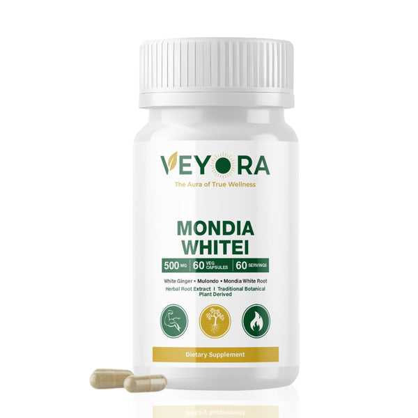 VEYORA Mondia Whitei 500 mg | 60 Vegan Capsules | Pure White Ginger Root Extract | Herbal Plant-Based Clean Label
