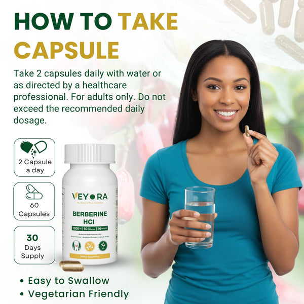VEYORA Berberine HCl 1000mg | 60 Vegan Capsules
