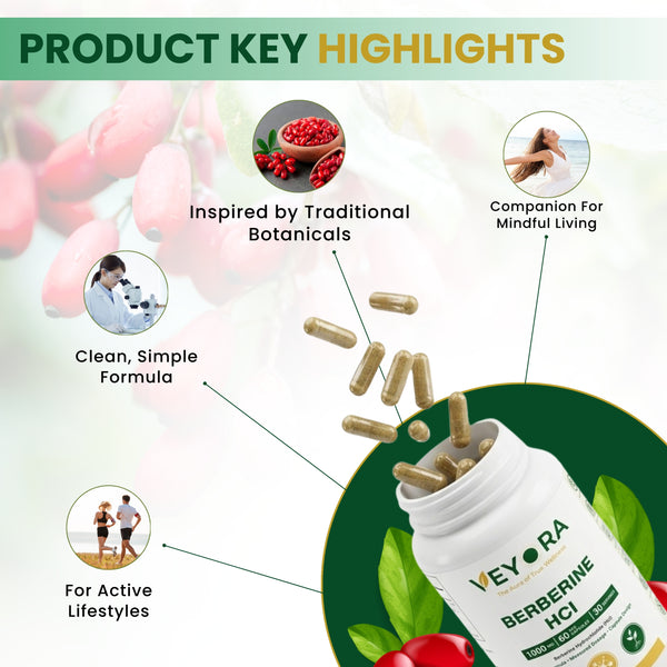 VEYORA Berberine HCl 1000mg | 60 Vegan Capsules