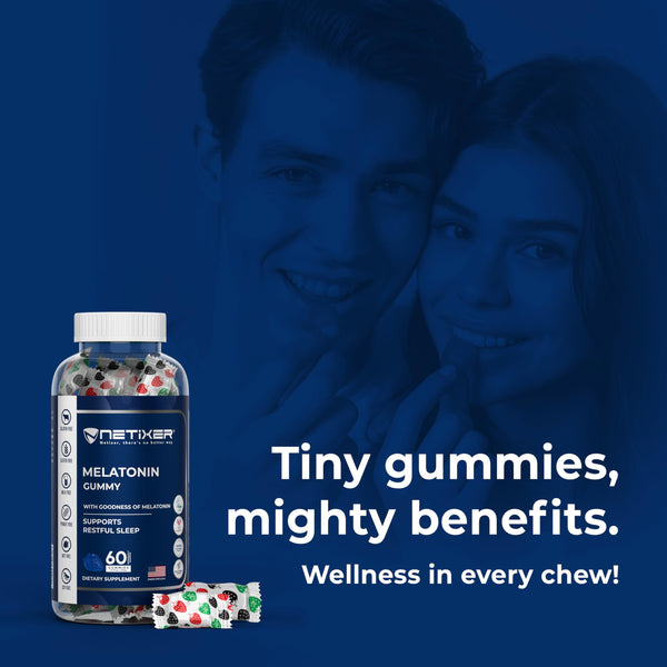 nETiXER Melatonin Gummies – 60 Count – 10 mg Melatonin per Gummy – Blackcurrant Flavor – Vegan, Gelatin-Free, Gluten-Free – Individually Wrapped – No Artificial Colors