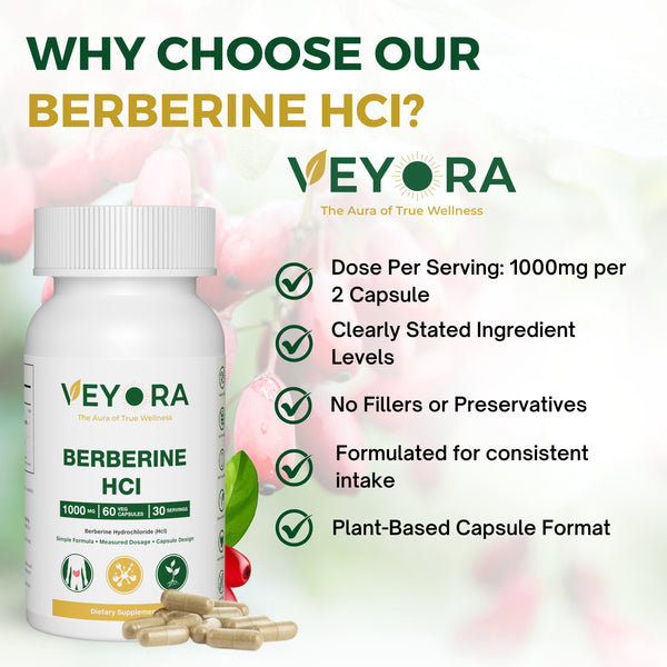 VEYORA Berberine HCl 1000mg | 60 Vegan Capsules