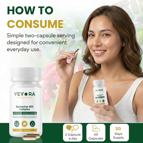 VEYORA Berberine HCl 1000mg | 60 Vegan Capsules