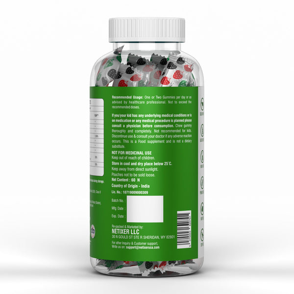 nETiXER Apple Cider Vinegar Gummies – 350mg Apple Cider Vinegar per Gummy – with Vitamin B9 & B12 – Vegan Pectin Gummies – Individually Wrapped – 60 Gummies