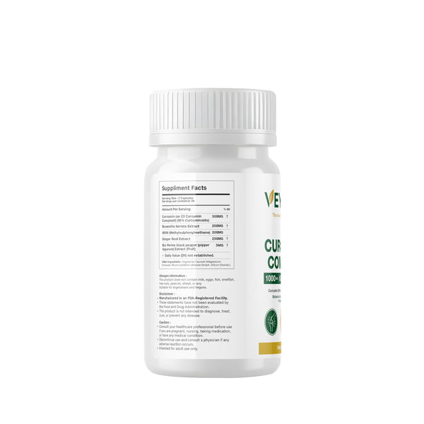 VEYORA Curcumin Complex | 60 Veg Capsules Turmeric Extract with Boswellia, MSM & Botanical Blend Balanced Daily