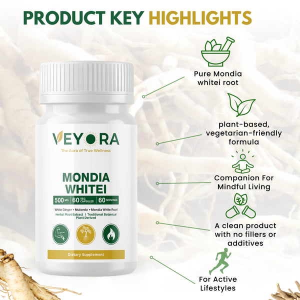 VEYORA Mondia Whitei 500mg | 60 Vegan Capsules