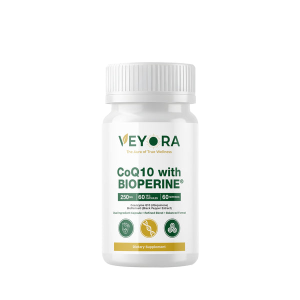 VEYORA CoQ10 with BioPerine® 250 mg | 60 Vegan Capsules | Coenzyme Q10 + Black Pepper Extract