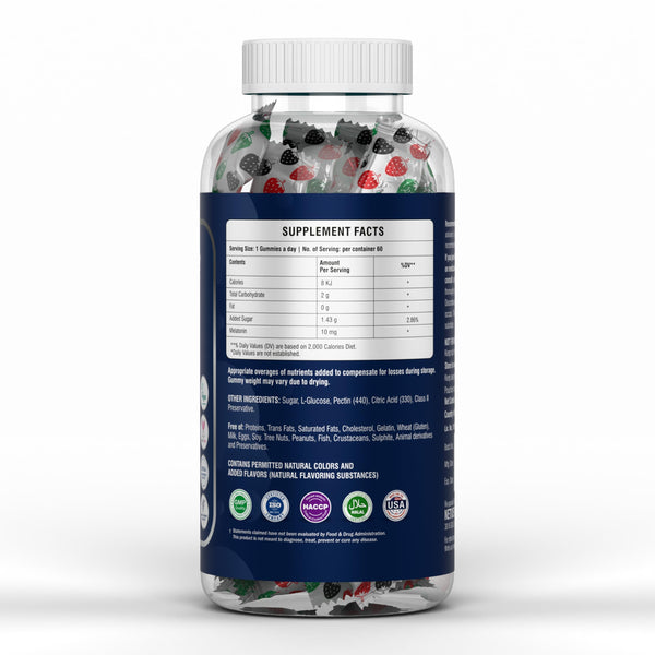 nETiXER Melatonin Gummies – 60 Count – 10 mg Melatonin per Gummy – Blackcurrant Flavor – Vegan, Gelatin-Free, Gluten-Free – Individually Wrapped – No Artificial Colors